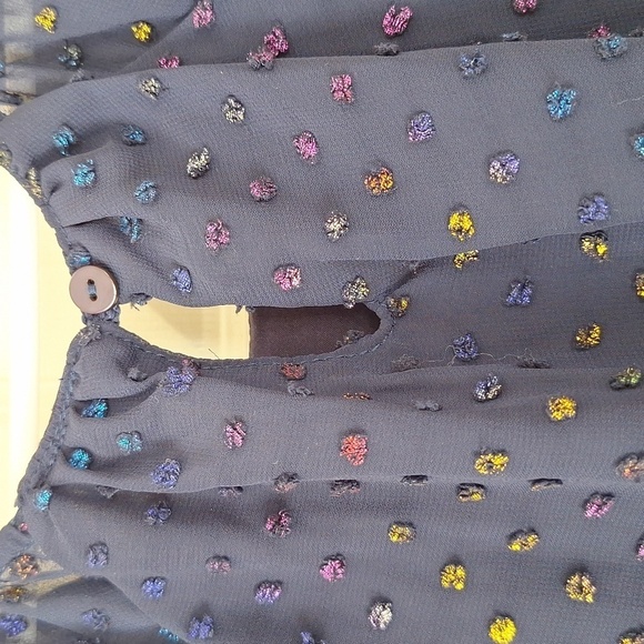 NWOT 3Pommes Girls Navy Robe A Manches Short Sleeve Dress - Picture 7 of 15